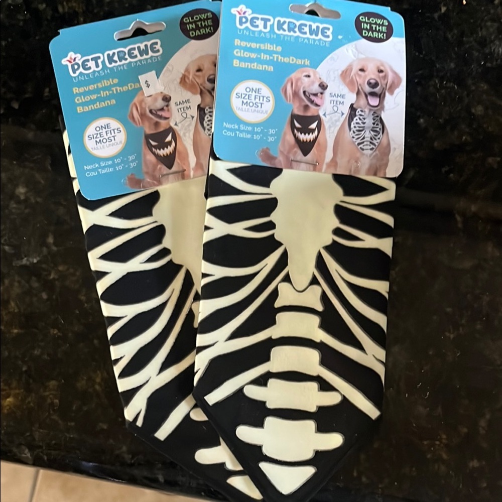 KREWE Reversible Glow-in-the-Dark Dog Bandana - Black and White